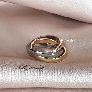 💎LUXURY 3 PC Trinity Intertwined Ring Gold, Silver & Rose Gold 3 Piece Tricolor